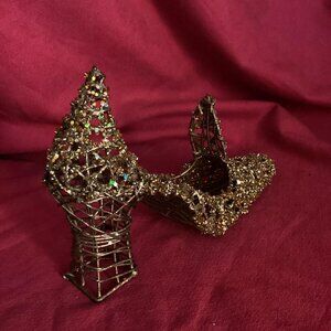 Handmade Golden Metal Stiletto shoe 7.5" x 2.5"